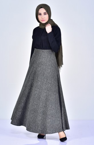 Patterned Skirt 8903-02 Khaki 8903-02