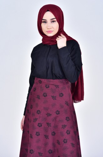 W.B Patterned Skirt 8904-02 Claret Red 8904-02