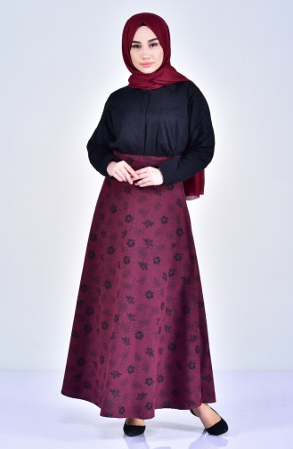 W.B Patterned Skirt 8904-02 Claret Red 8904-02