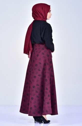 W.B Patterned Skirt 8904-02 Claret Red 8904-02