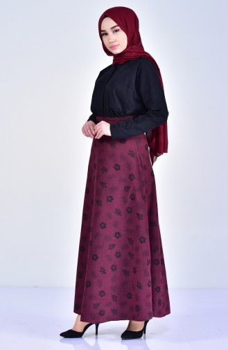 W.B Patterned Skirt 8904-02 Claret Red 8904-02