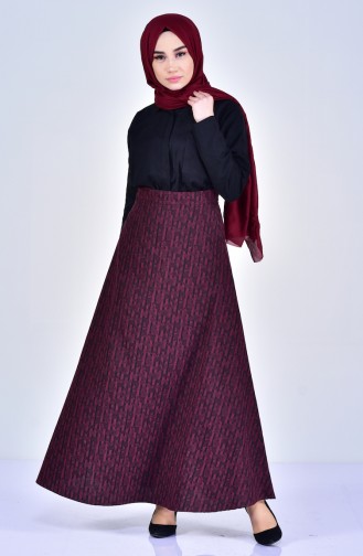 W.B Patterned Skirt 8905-01 Claret Red 8905-01