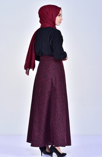 W.B Patterned Skirt 8905-01 Claret Red 8905-01