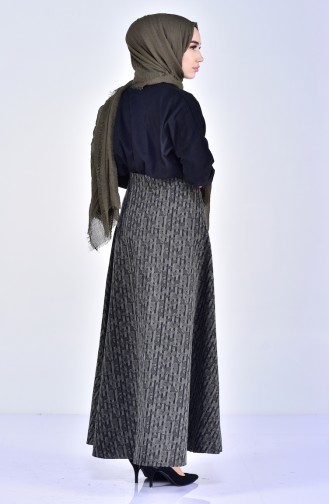 W.B Patterned Skirt 8905-03 Khaki 8905-03