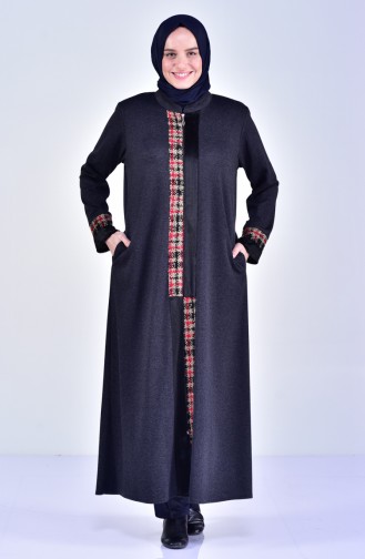 EFE Large Size Garnish Abaya 0352-01 Black 0352-01