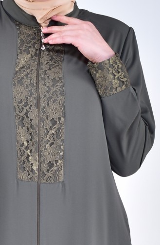 Übergröße Abaya mit Spitzen 2518-01 Khaki 2518-01