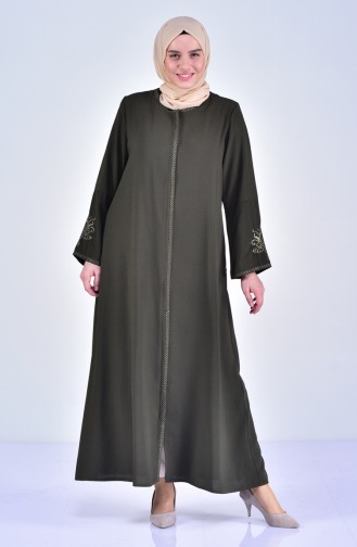 Übergröße Abaya mit Stickerei 2521-01 Khaki 2521-01