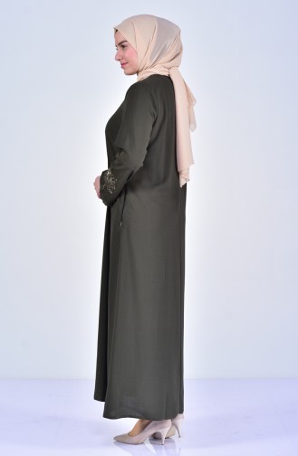 Large Size Embroidered Abaya 2521-01 Khaki 2521-01