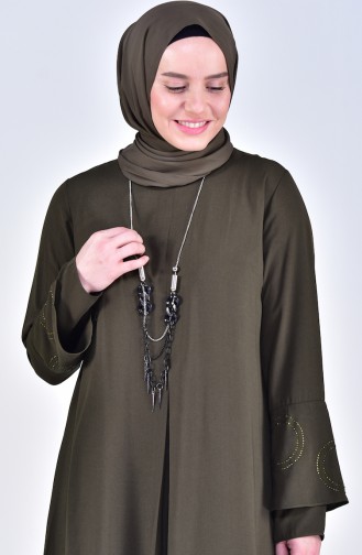 Tunique avec Collier Grande Taille 1646-03 Khaki 1646-03