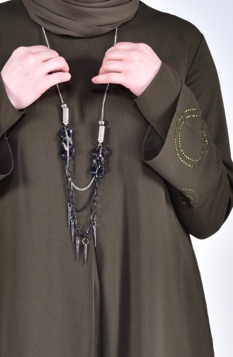 Large Size Necklace Tunic 1646-03 Khaki 1646-03