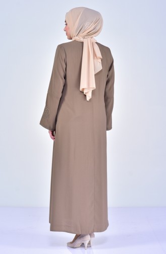 Übergröße Abaya mit Stickerei 2521-06 Dunkel Beige 2521-06