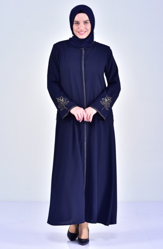 Übergröße Abaya mit Stickerei 2521-04 Dunkelblau 2521-04