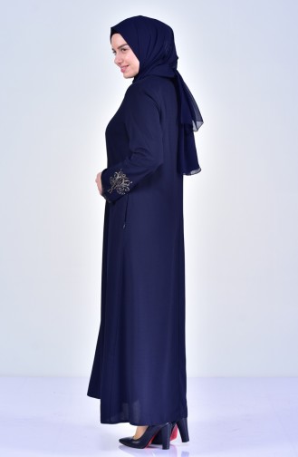 Übergröße Abaya mit Stickerei 2521-04 Dunkelblau 2521-04