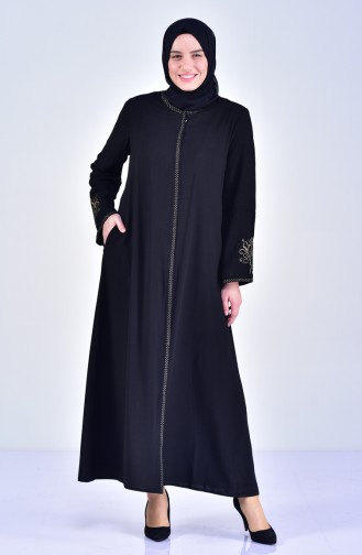 Übergröße Abaya mit Stickerei 2521-03 Schwarz 2521-03