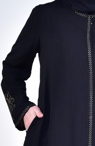 Übergröße Abaya mit Stickerei 2521-03 Schwarz 2521-03