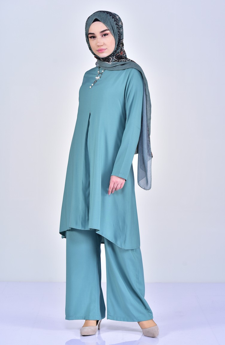 Buglem  Necklace Tunic Trousers Double Suit 1177-06 Almond Green 1177-06