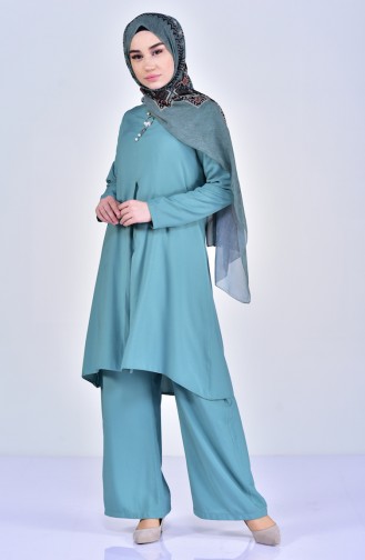 Buglem Necklace Tunic Trousers Double Suit 1177-06 Almond Green 1177-06