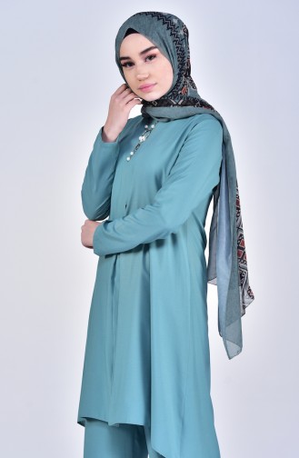 Buglem Necklace Tunic Trousers Double Suit 1177-06 Almond Green 1177-06
