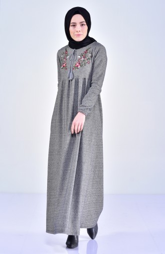 Embroidered Dress 2092-04 Gray 2092-04