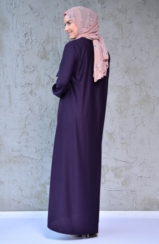 Dark Purple Hijab Dress 6666-16