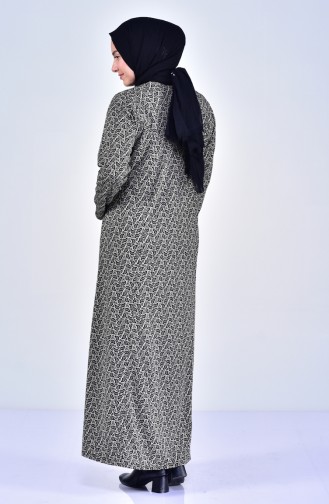 فستان بتصميم مُطبع بمقاسات كبيرة 4395D-01 لون اسود وبيج 4395D-01