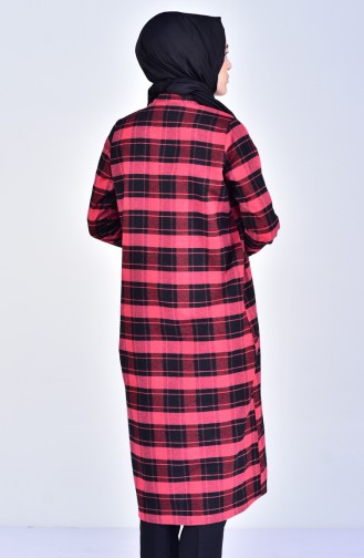 Plaid Patterned Tunic 3004-01 Coral 3004-01