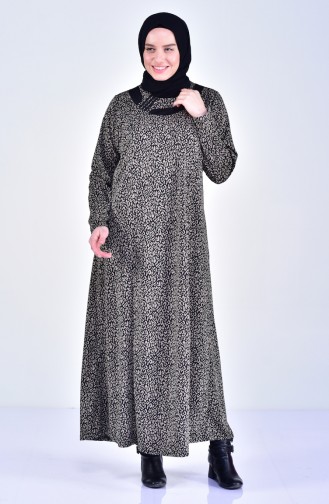 Large Size Patterned Dress 4395A-01 Mink 4395A-01