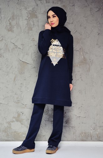 Printed Tracksuit Suit 0397-002 Navy 0397-02