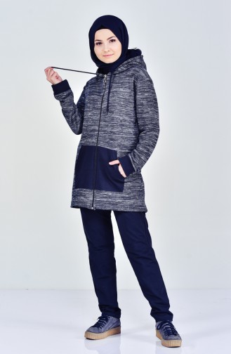 Zippered Hooded Tracksuit Suit 18109-02 Navy 18109-02