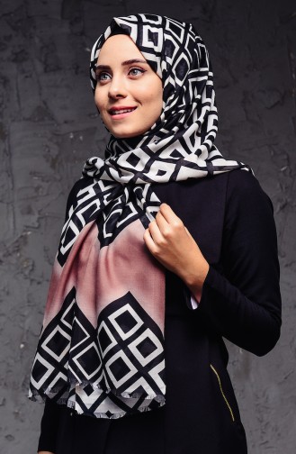 Modern Patterned Shawl 101-102 Mink Black 101-102