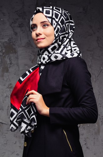 Modern Desenli Şal 101-103 Kirmizi Siyah 101-103