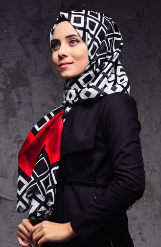 Modern Desenli Şal 101-103 Kirmizi Siyah 101-103