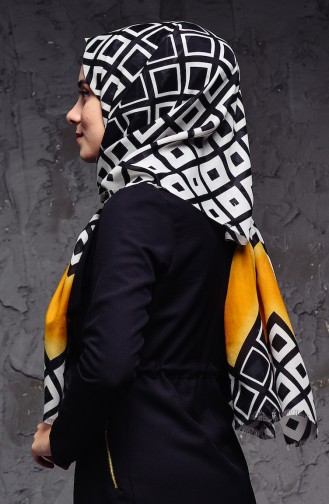 Modern Patterned Shawl 101-104 Mustard Black 101-104