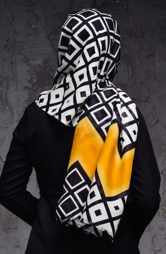 Modern Patterned Shawl 101-104 Mustard Black 101-104