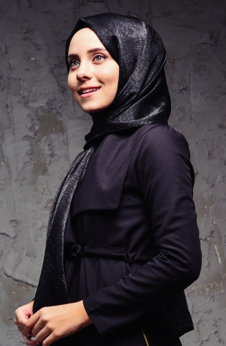 Dubai Parlak Krep Şal 215-224 Siyah