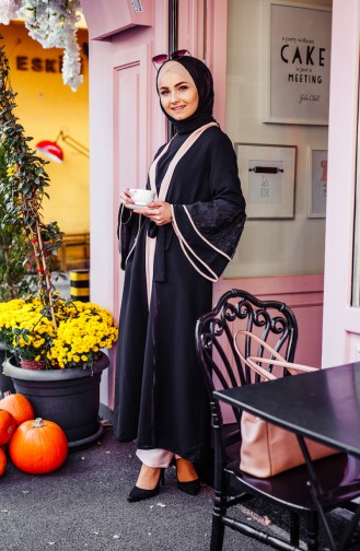 Abaya a Ceinture 8530-01 Noir 8530-01