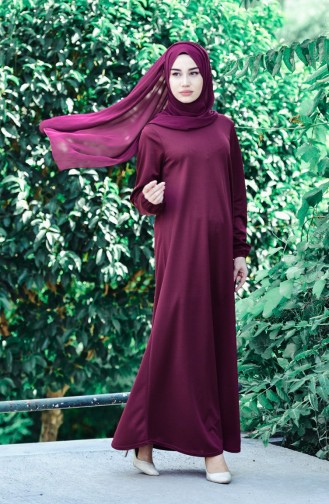 Fuchsia Hijab Dress 6666-12