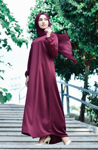 Fuchsia Hijab Dress 6666-12