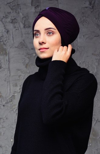 Bonnet Turban Prêt Perlés 1007-17 Plum 1007-17