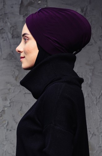 Bonnet Turban Prêt Perlés 1007-17 Plum 1007-17