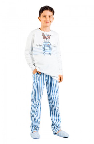Baskılı Erkek Çocuk Pijama Takımı 17ECP0001 Mavi
