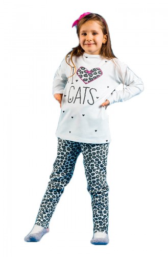 Desenli Baskılı Kız Çocuk Pijama Takımı 17KCP0005 Gri