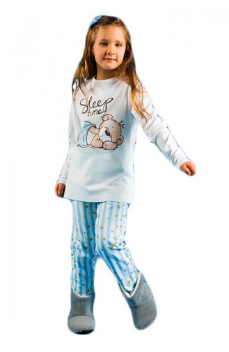 Kız Çocuk Pijama Takımı 17KCP0008 Mavi 17KCP0008