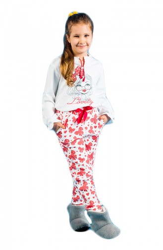 Printed Girl Pajama Set 17KCP0018 Red 17KCP0018