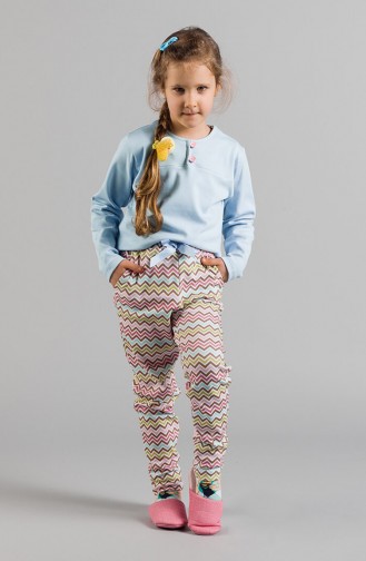 Desenli Kız Çocuk Pijama Takımı 17KCP0020 Pembe