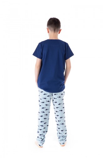 Desenli Erkek Pijama Takımı B1805 Mavi 1805