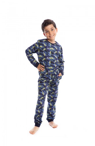 Patterned Boy´s Pajamas Set B1807 Navy Blue 1807