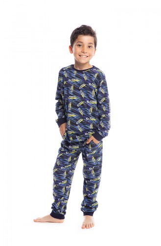 Patterned Boy´s Pajamas Set B1807 Navy Blue 1807