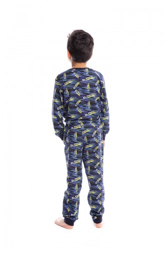 Patterned Boy´s Pajamas Set B1807 Navy Blue 1807