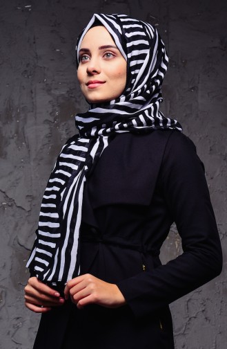 Zebra Desen Şal 168-169 Siyah Beyaz